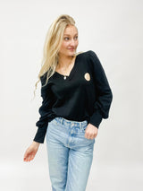 LOU| BLUSENSHIRT|POINTELLE STRICK|BLACK