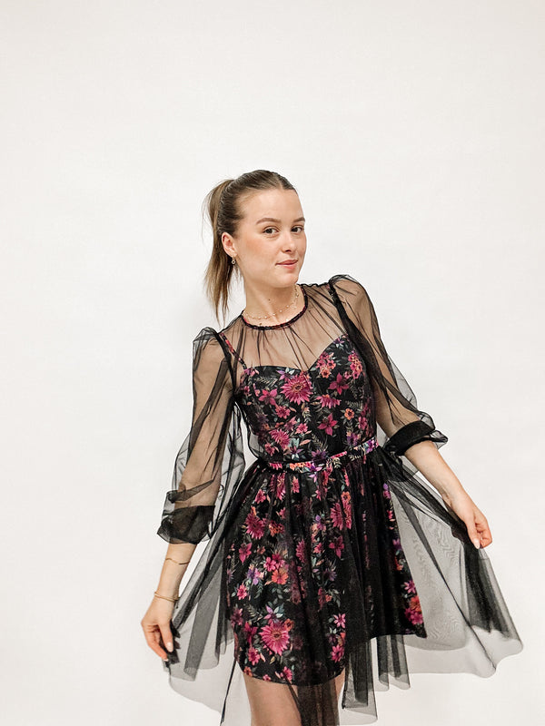 JANE| TÜLLKLEID| floral black